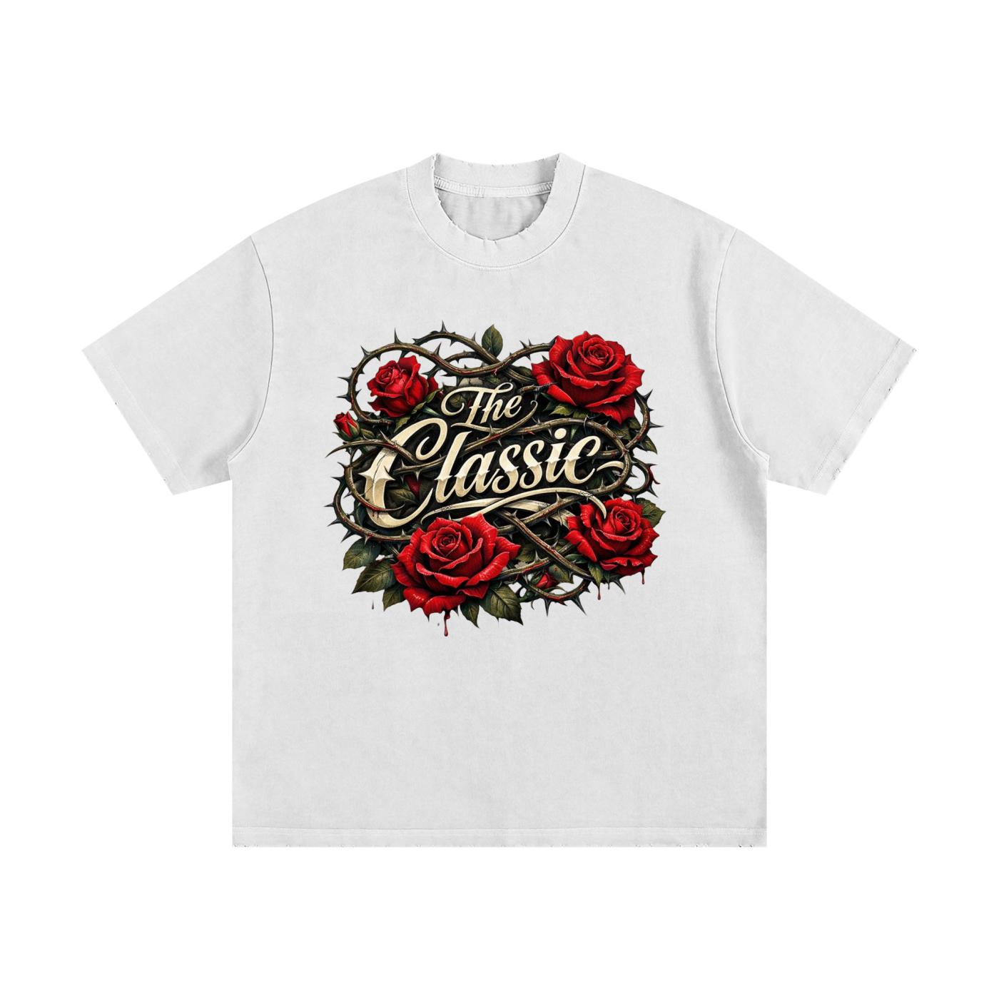 "Classic Roses" Vintage Washed Frayed T-Shirt