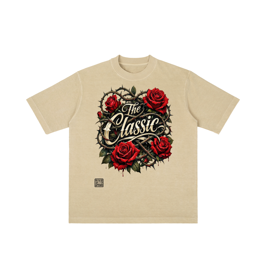 "Roses" Vintage Wash Drop Shoulder T-shirt